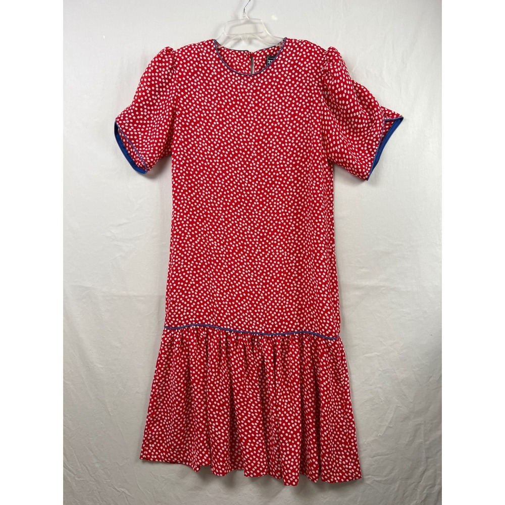 Vintage Items Polka Dot Dress Womens 10 Red White Shift Drop Waist Short Sleeve